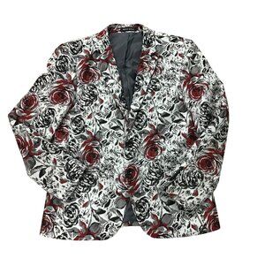 MAGE MALE Men's Floral Blazer 2 Button Suit Jacket Notched Lapel Slim Fit Size L